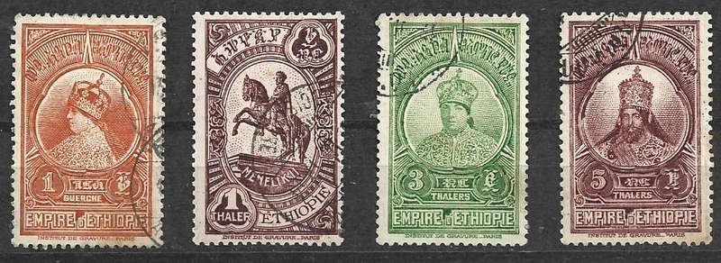 Ethiopia, 1931, 1 Guerche, 1 Thaler, 3 Thalers, 5 Thalers, used