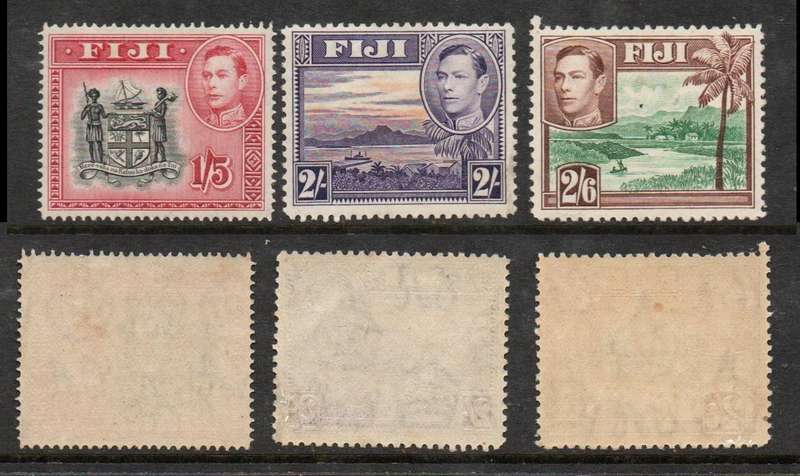 Fiji, GVIR, 1938 > definitives, between 1/2d - 1/- (ex 5 1/2d) MH *