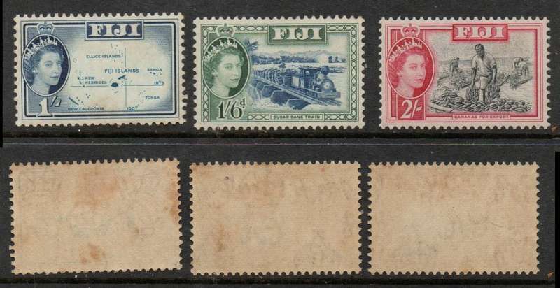Fiji, EIIR, 1954 - 1956, 1s, 1s6d, 2s, MH *, gum tone