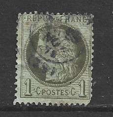 France 1872, Ceres 1c olive - green, used