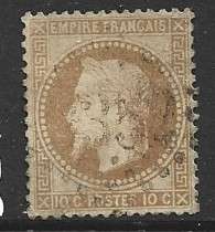 France,1867, Napoleon III, 10cents bistre, used