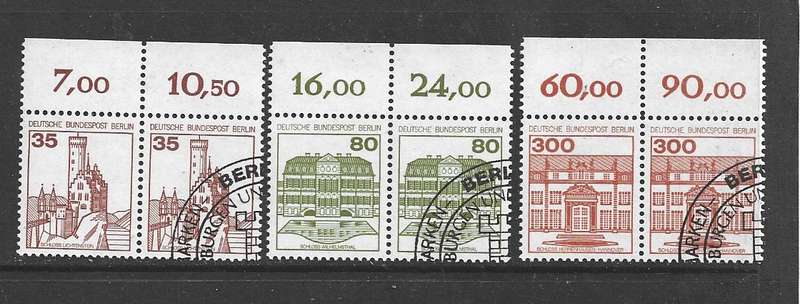 Germany, West Berlin, 1982, buildings, pairs, top selvedge, one c.t.o., one MNH*.