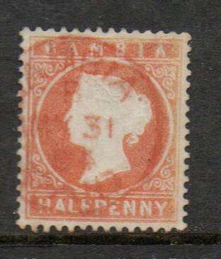 Gambia, VRI 1880-1 1/2d dull orange used GAMBIA PAR MY 31 84 cds