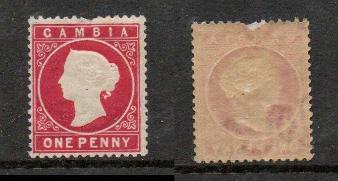 Gambia, 1887, 1d, pale carmine, MH *, chip from top