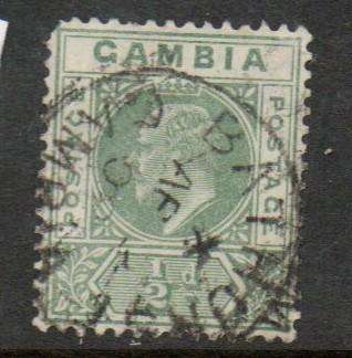 Gambia EVIIR, 1/2d green, used, BATHURST GAMBIA AP  ?? 0? cds