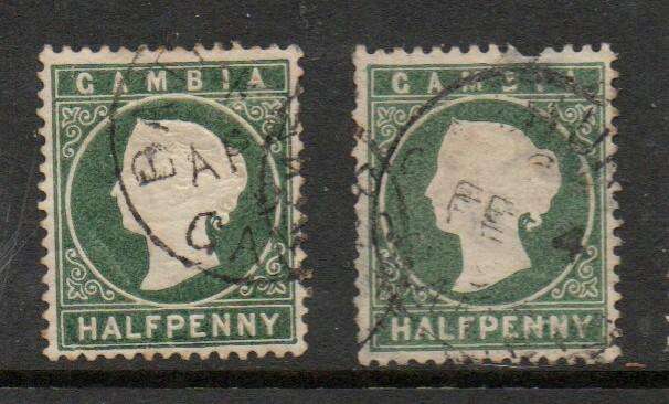 Gambia, VRI 1886, 1/2d myrtle-green, 1/2d grey-green, used