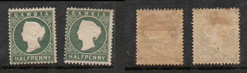 Gambia, 1886, 1/2d, pale green, 1/2d green, MH *