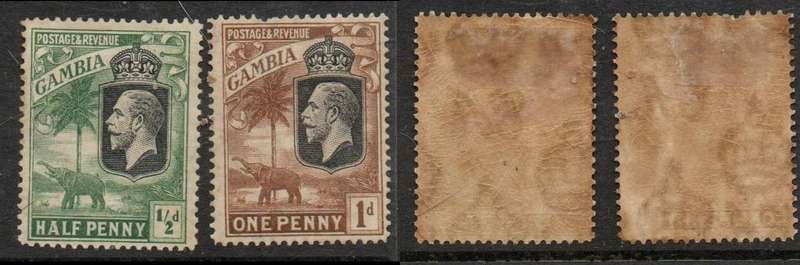 Gambia, GVR, 1923 1/2d  1d   MH * heavy tone