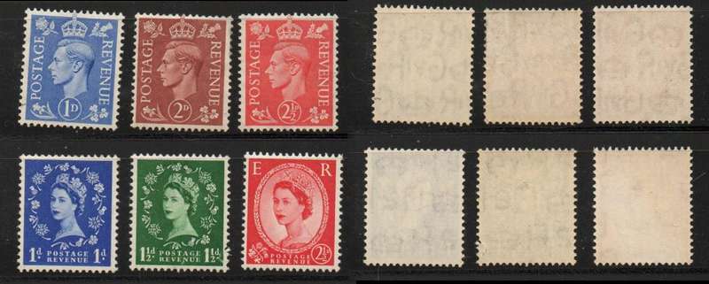 Great Britain, 1951 GVIR 1d, 2d, 2 1/2d, EIIR 1955-8, 1d, 1 1/2d, 2 1/2d, MNH **