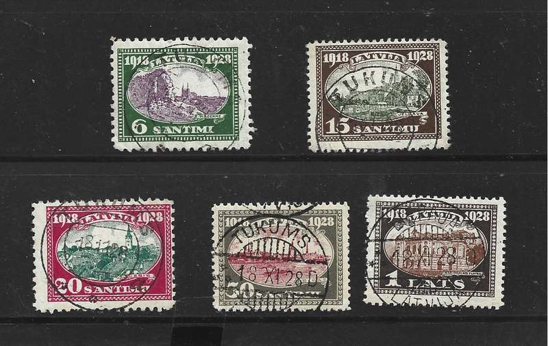 Latvia 1928, 10th Anniversary of Independence, set excluding 30s,used