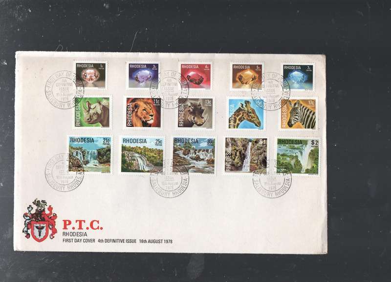 Rhodesia - 1978, 4th Definitive set 1c to $1, First Day Cover, SALISBURY. RHODESIA 16th August 1978
