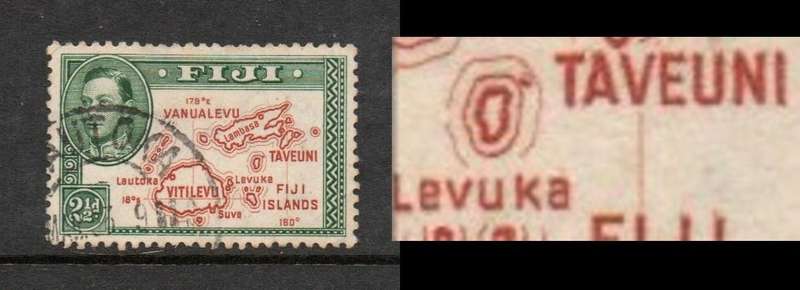 Fiji, GVIR, 1948, 2 1/2d, , perf 12 x 12, "Extra Island" variety, good used