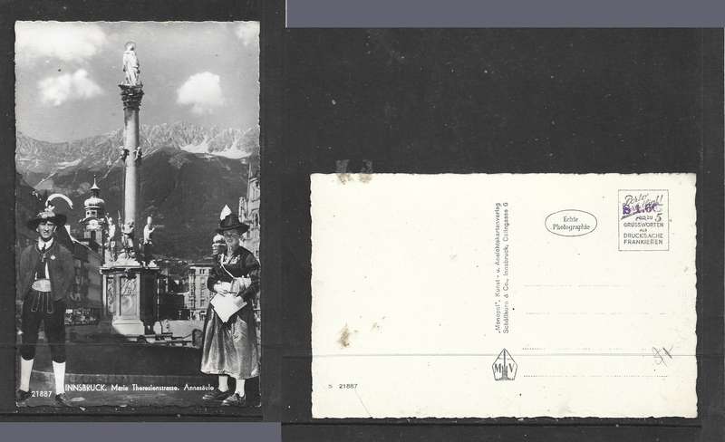 Austria, Innsbruck, Maria Theresienstrasse, Annasaule, folk costumes, unused