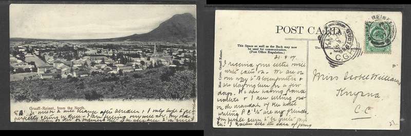 Graaff - Reinet from the North, used 1/2d, GRAAFF REINET 21 AU 07 > KNYSNA OUDTSHOORN transit