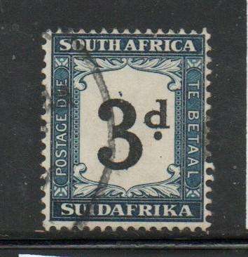 South Africa 1932, 3d postage due, black & Prussian blue (SUIDAFRIKA), used