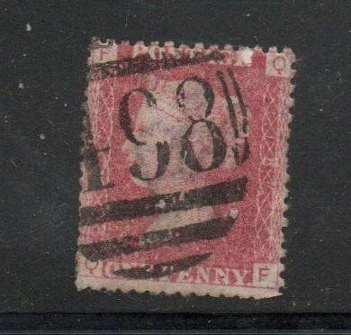 Great Britain, VRI,  1858 - 1879,  1d, red, plate 157, used, S G #.. 43 or 44 (shade),
