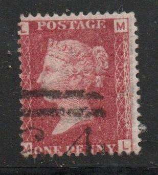 Great Britain, VRI,  1858 - 1879,  1d, red, plate 155, used, S G #.. 43 or 44 (shade),