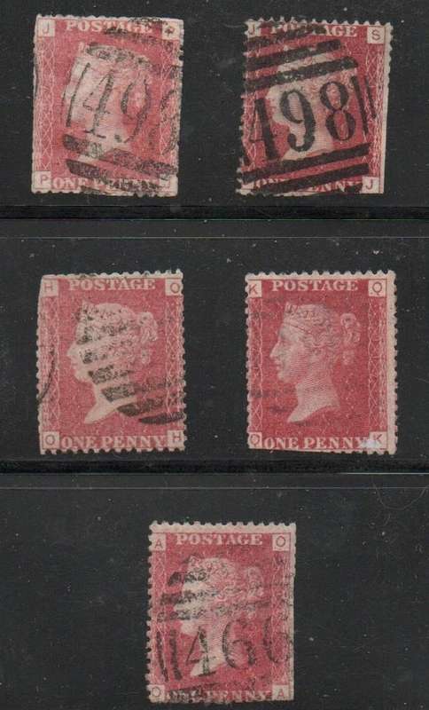 SG#.. 43 or 44 (shade), plates197, 131,95,117,144, used, damaged Catalogue Value (2015)...:£39.00