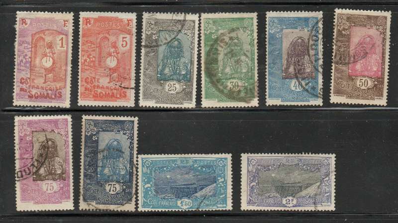 Cote Francais des Somalis (Afars and Issas) 1915 - 1925 9 values used , 1mint