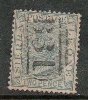 Sierra Leone, VRI, 1884, TEO PENCE grey, used B31, b.o.n.c.