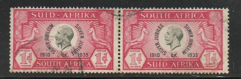 South Africa, 1935, GVR Silver Jubilee 1d, pair, used
