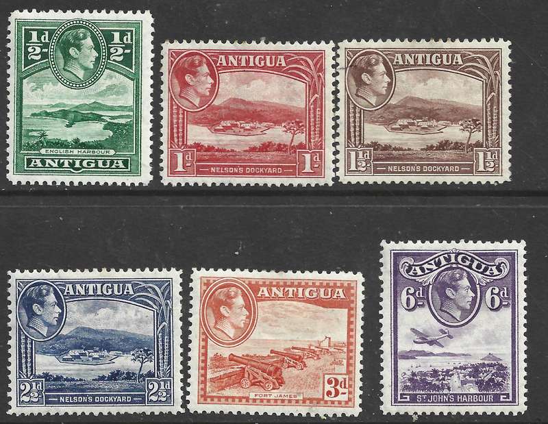 Antigua, GVIR, 1935 > 1/2d - 6d (excluding 2d) MH*