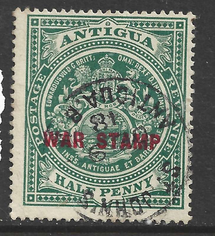 Antigua, 1917, War Stamp, red opt., 1/2d, used