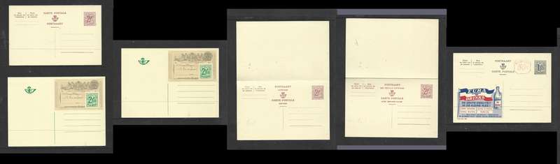 Belgium,  5 x unused postal stationery items, fine, unused.