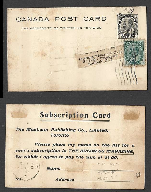 Canada EVIIR 1c reply card, uprated 1c (for overseas) >?? CANADA > LONDON OC 31 05