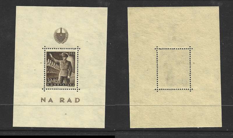 Croatia 1944 Labour Corps NA RAD, parade, 32 + 16, miniature sheet, MNH **