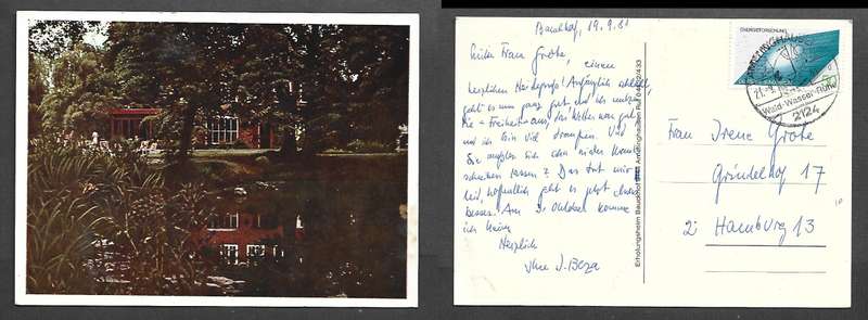 Germany West AMELLINGHAUSEN WALD. WASSER. RUHE 21.-9.81 cds on PPC > Hamburg