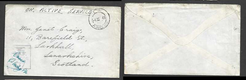 East Africa Army Post Office 69 (Nairobi) E.A. A.P.O. 69 1 II 43 > Scotland, R.A.F. CENSOR 977