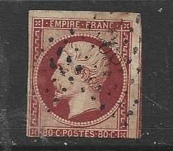 France, 1854 - 60, Napoleon III, 80 cents, imperforate, 3 margins, used