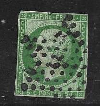 France, Empire, Napoleon III, 1853, 5 cents green, imperforate, used