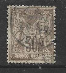 France, 1876, 30 cents, N under B, used,