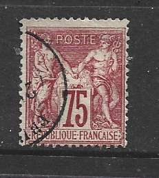 France, 1876, 75 cents carmine, N under B used,