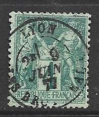 France, 1878, 4cents green, N under B used, LYON