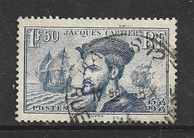France, 1931, 1F50, blue, Jaques Cartier, used.