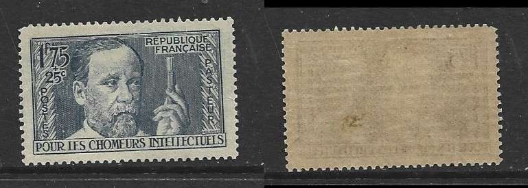 France, 1936, for unemployed intellectual, 1f75 +25c, Louis Pasteur  MNH**