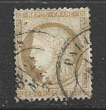 France 1873, Ceres, 15 cents, yellow - brown used