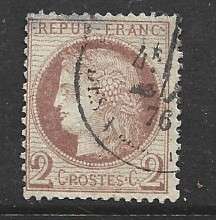 France 1873-3, Ceres, 2cents, yellow - brown, used