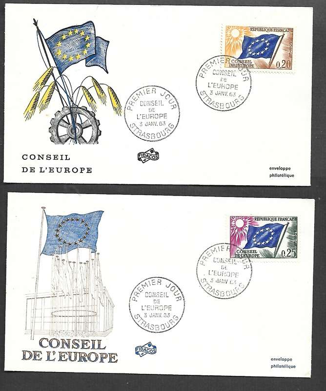 France, 1963, Council of Europe 20c FDC, 25c fdc