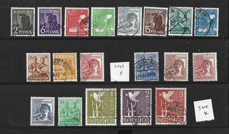 Germany Allied Zone, 1947, 2pf-30pf, 50pf - 3 Marks, used