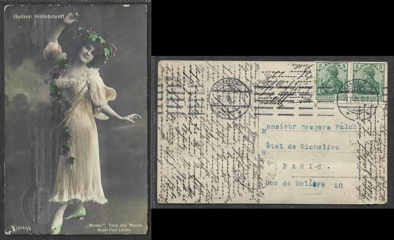 Germany. Gudrun Hildebrandt PPC, used 10pf HAMBURG 3.7.09 c.d.s > Paris