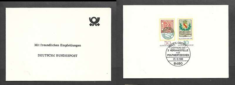 West Germany, folder, WEIDEN OBERPF 1   23.9.1980 mailing point for postage stamps