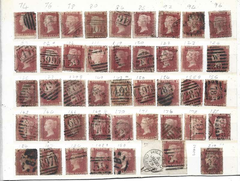 Great Britain  VRI   1858 - 78, 1d red, SG43 /44  43 x plates used