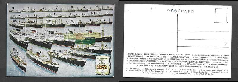 Britain, Maritime, Representative Vessels of COAST LINES & Associated Companies, post card, unused
