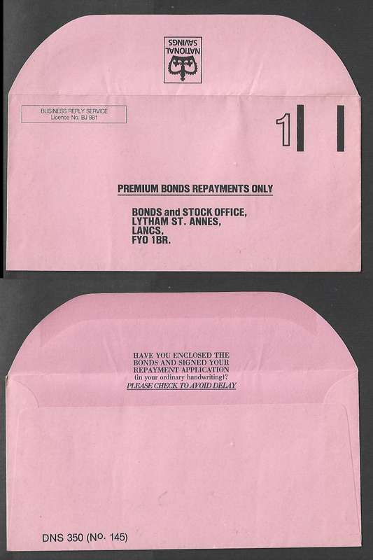 Great Britain EIIR, Business Reply Service, PREMIUM BONDS PAYMENTS ONLY envelope, unused