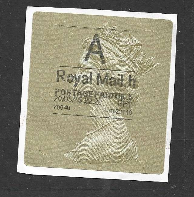 Great Britain EIIR, A Royal Mail h. Postage Paid UK 5  20/08/16    £2.25  RHI  - 70940 - 1-47982710