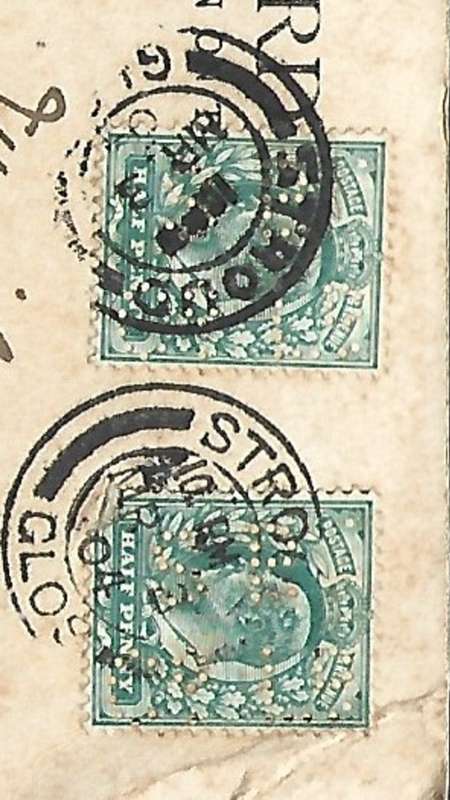 England, The Fort, Stroud, 2x 1/2d, perfined SP Co Ld, STROUD MR3 04 cds> ESTCOURT NATAL MR 25 04